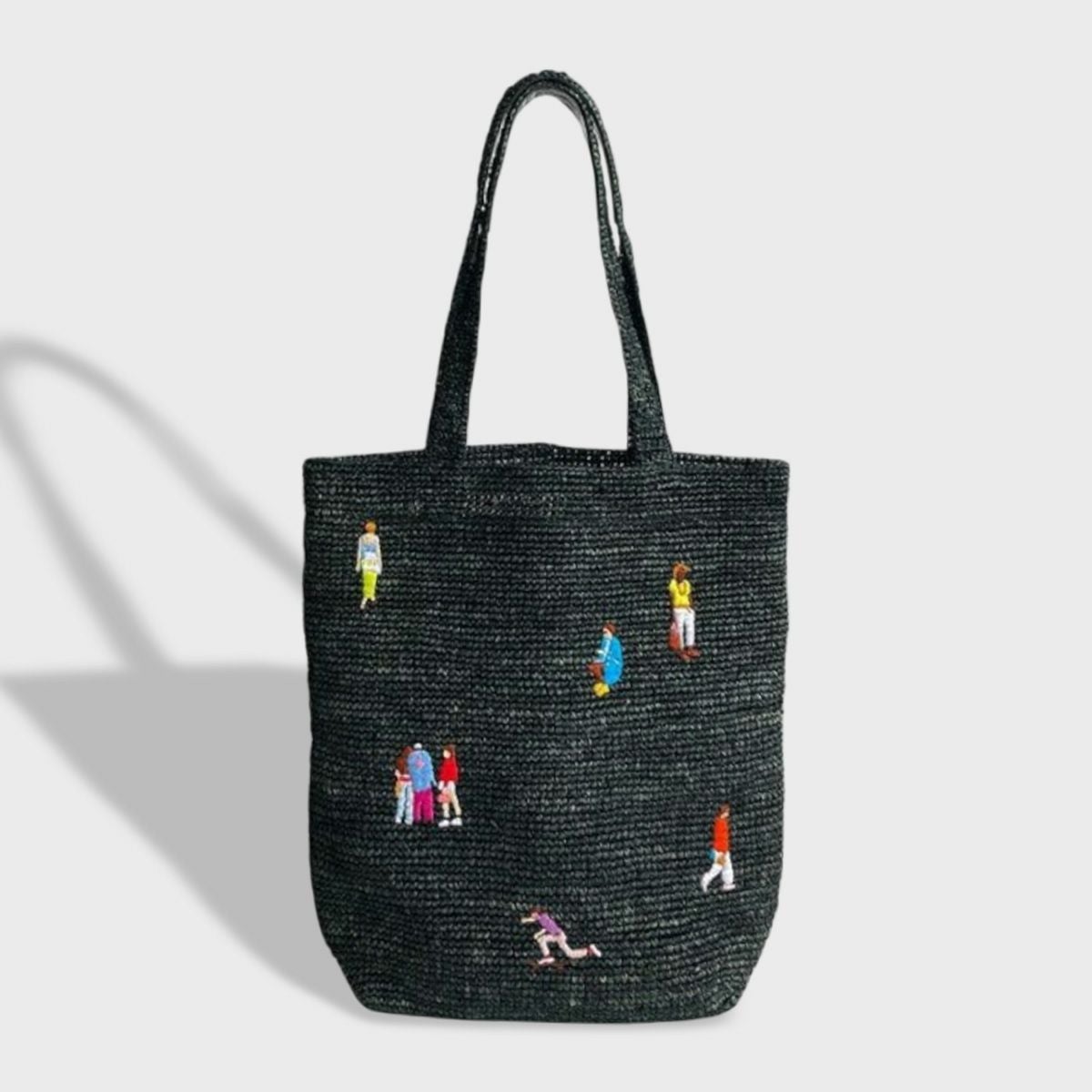 PPPRINTCITY RAFFIA TOTE BAG / ラフィアトートバッグ ブラック