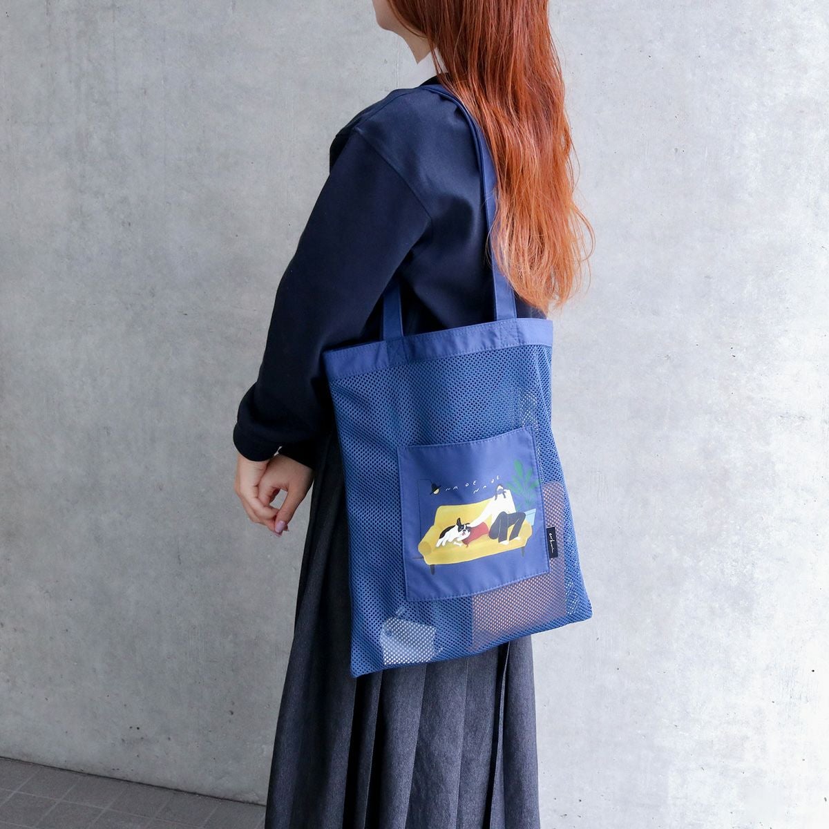 ACCOMMODEエリクリン/コンビメッシュトート ブルー | トートバッグ
