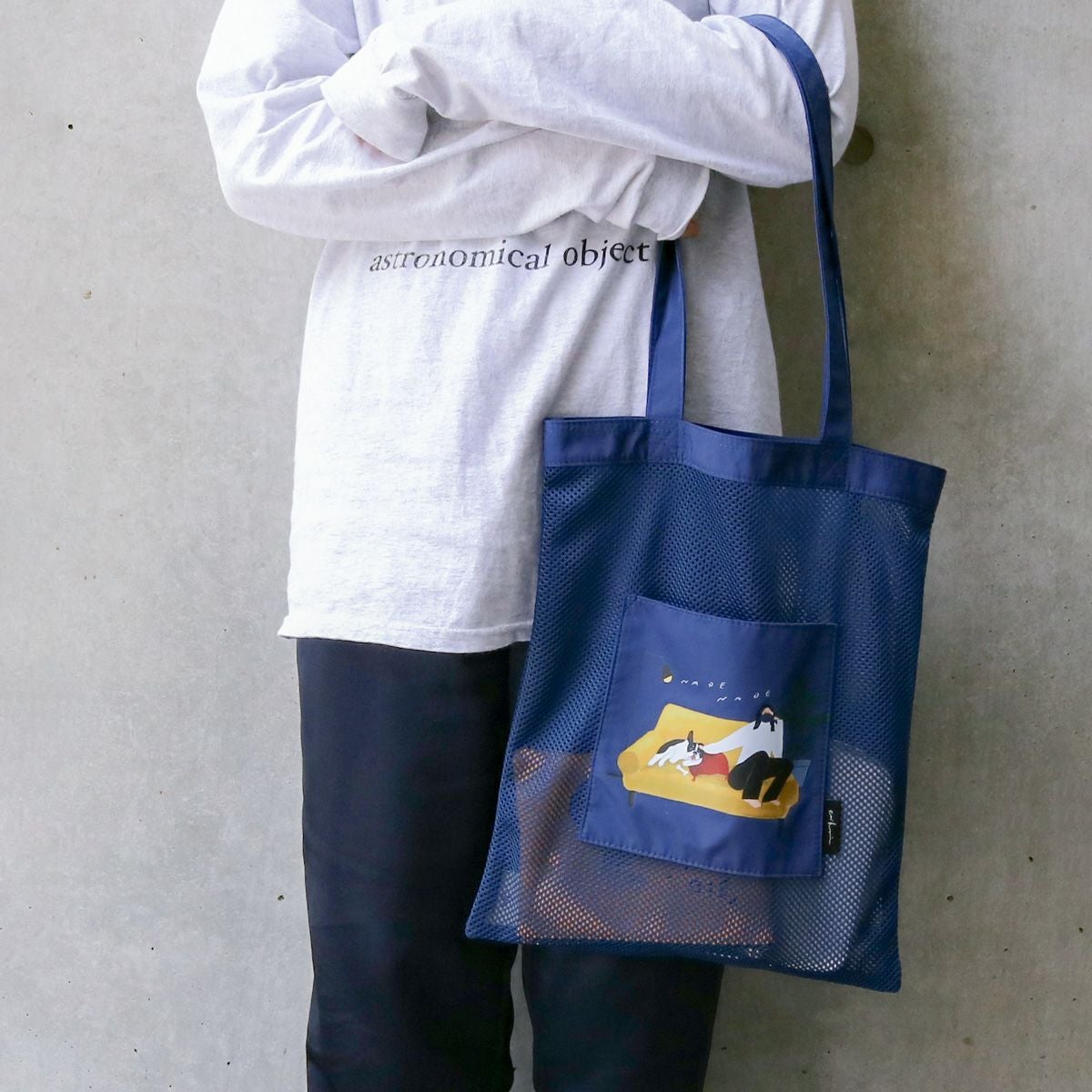 ACCOMMODEエリクリン/コンビメッシュトート ブルー | トートバッグ