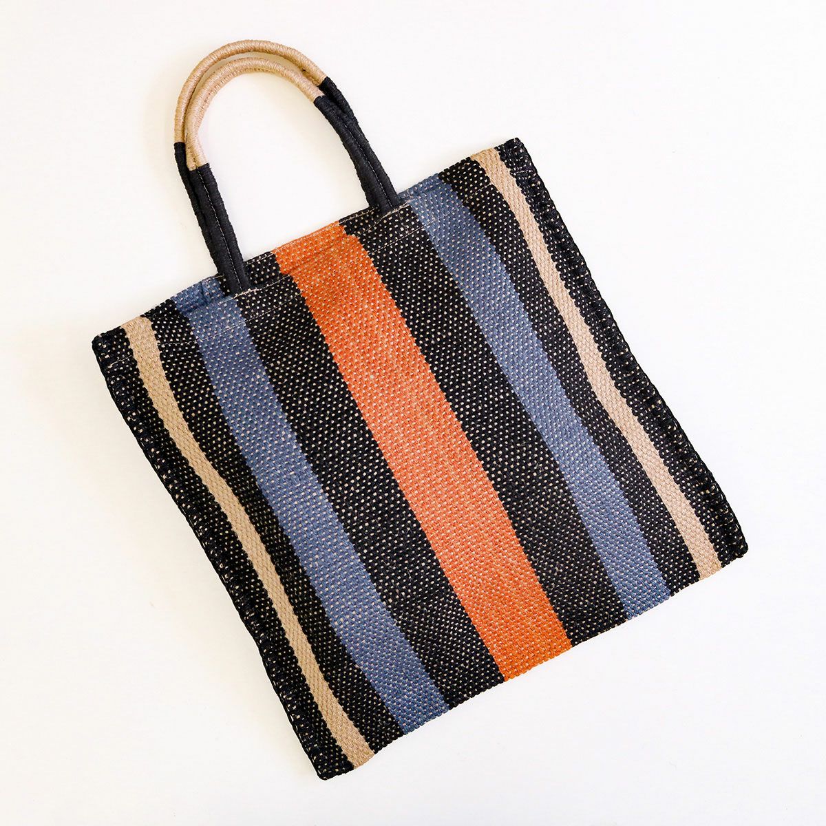 TARANGOTARANGO JUTE/ストライプトート ブラック | カゴバッグ