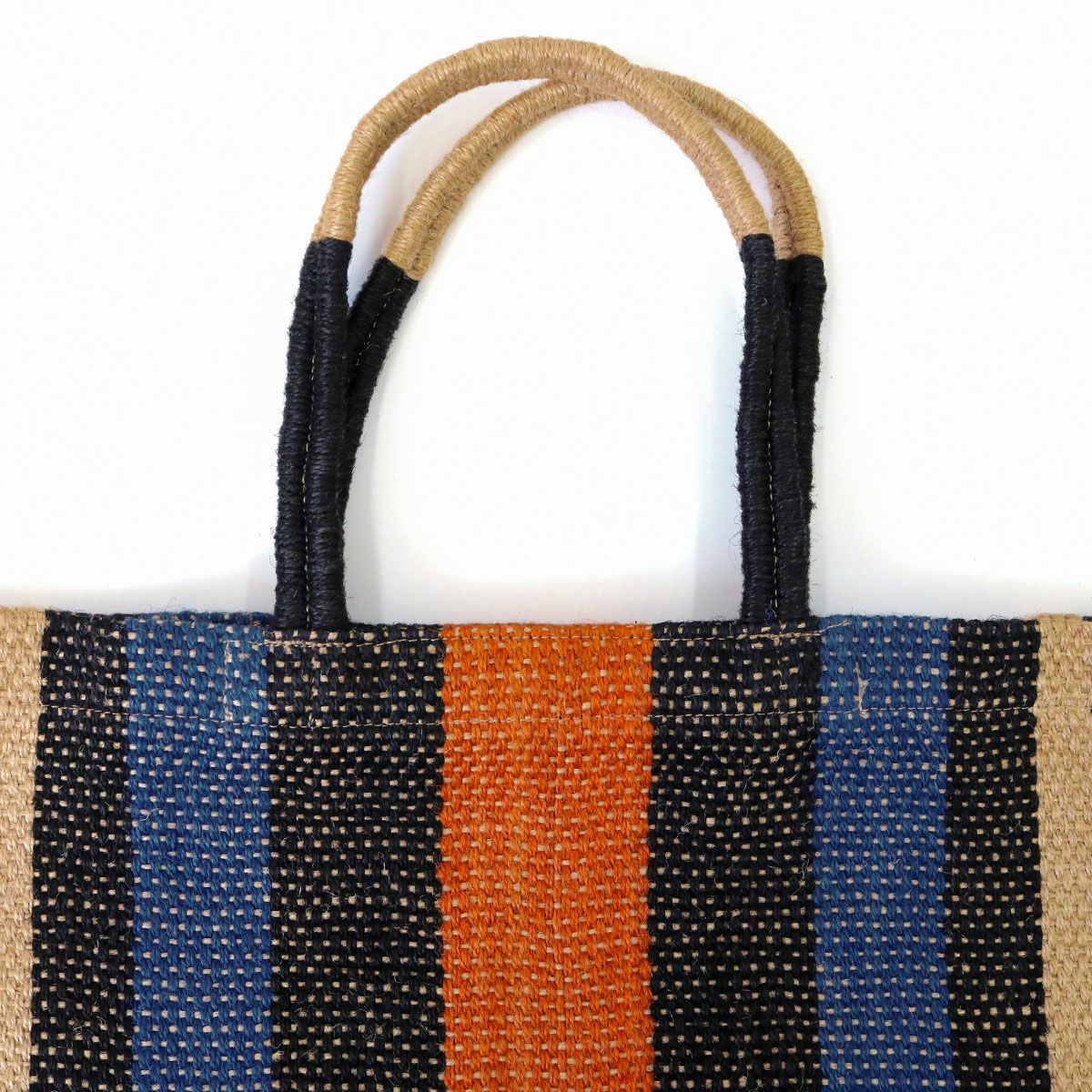 TARANGOTARANGO JUTE/ストライプトート ブラック | カゴバッグ