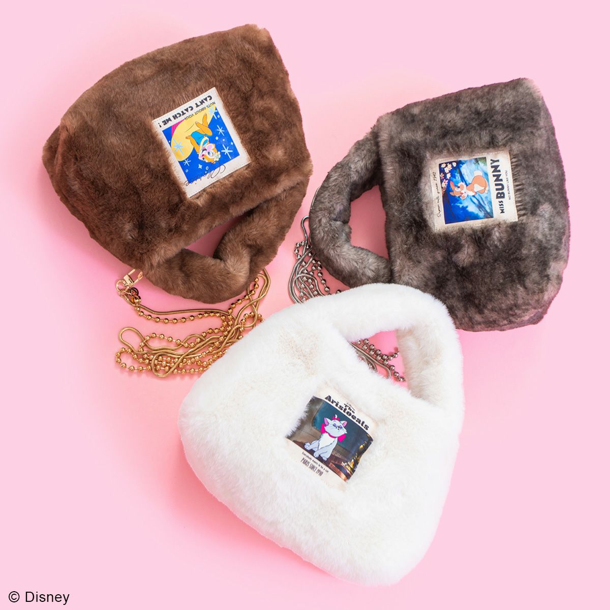 DISNEY COLLECTIONディズニー/ラベルファーショルダーバッグ グレー