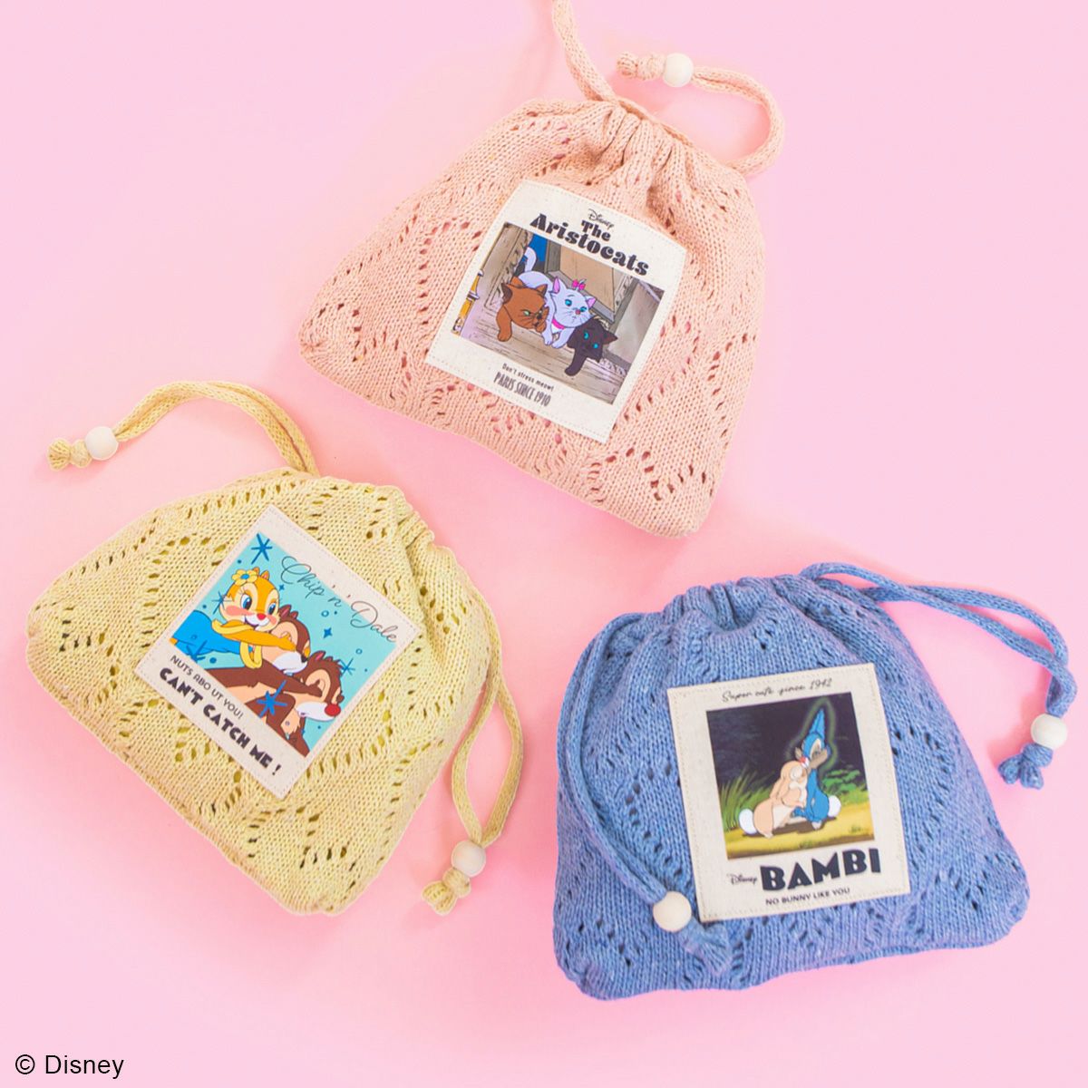 DISNEY COLLECTIONディズニー/ハートニット巾着ポーチ ピンク | ポーチ