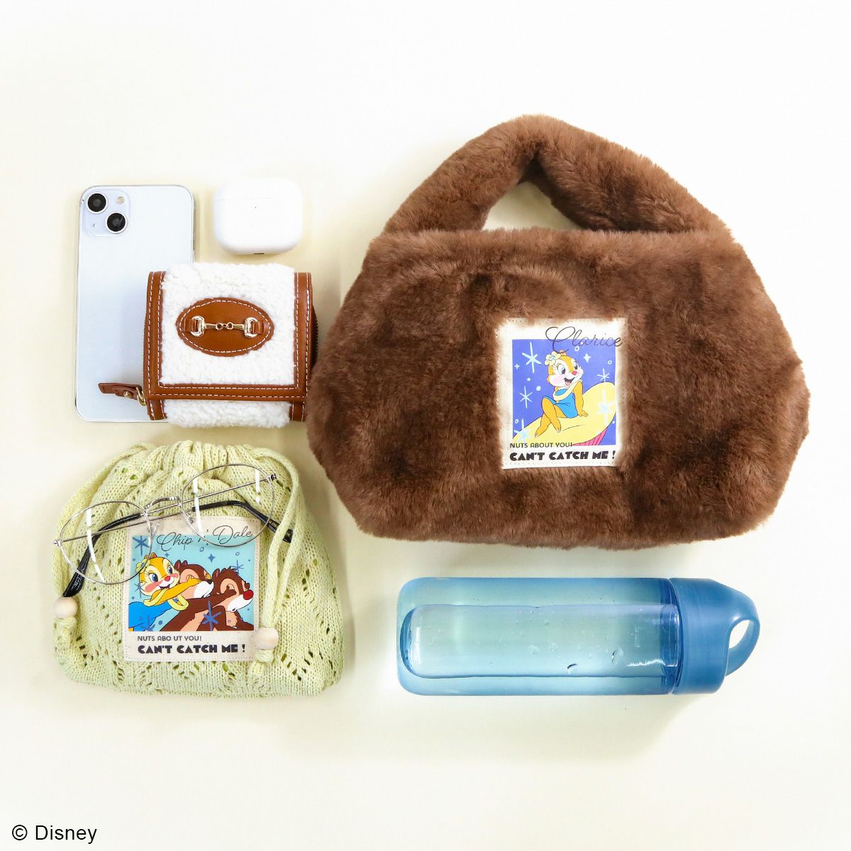DISNEY COLLECTIONディズニー/ハートニット巾着ポーチ イエロー