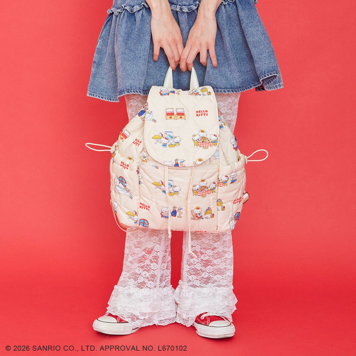 キティ キルティングバックパック ACCOMMODE アコモデ Sanrio 予約受付中】sanrioハローキティ/キルティングバックパック アイボリー