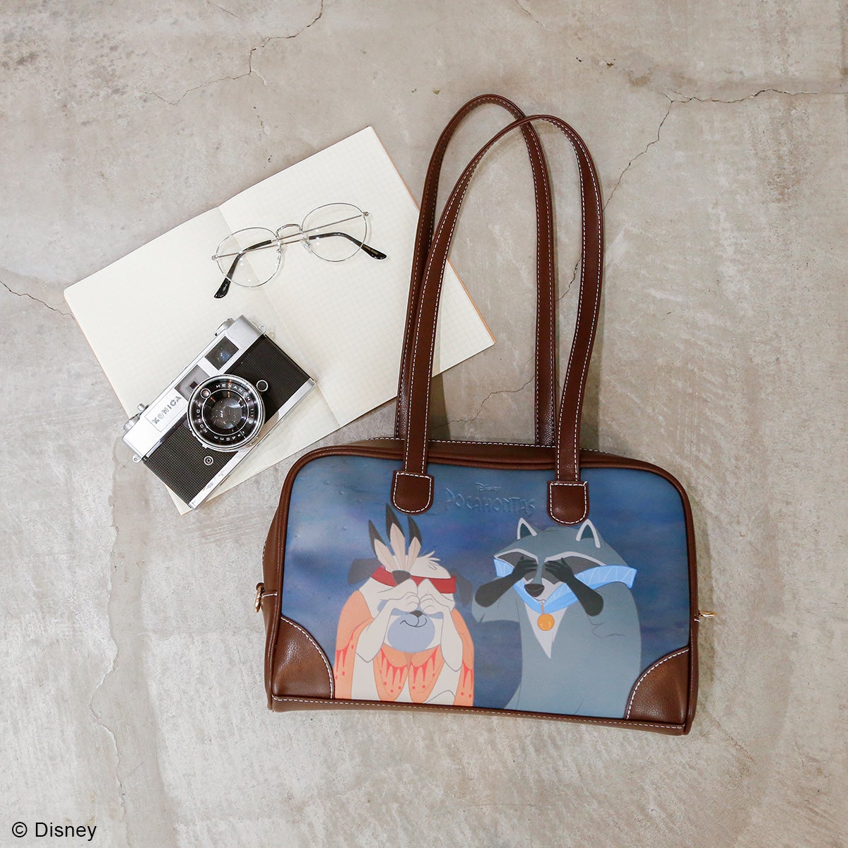 DISNEY COLLECTIONポカホンタス/グラフィックボストンバッグ ダーク